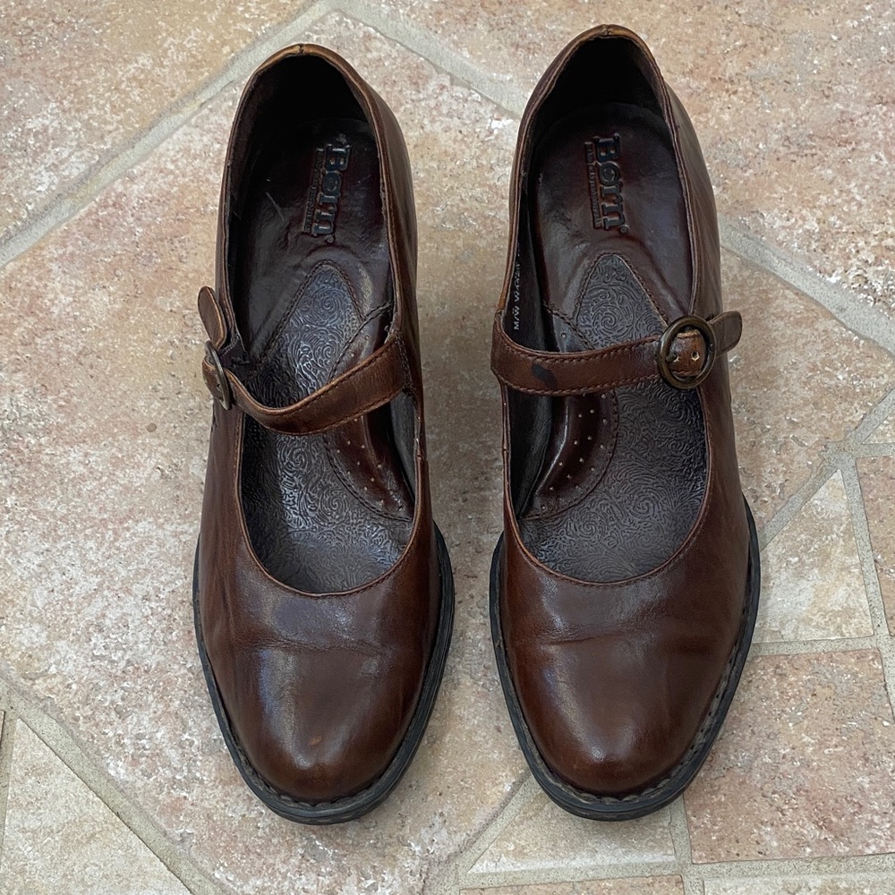 Born Brown Leather Mary Jane Heels